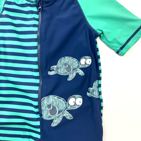 Tommy Bahama Toddler Boys Sz 3T Teal /Blue One Piece Bodysuit Rashguard Swimsuit - Picture 3 of 8